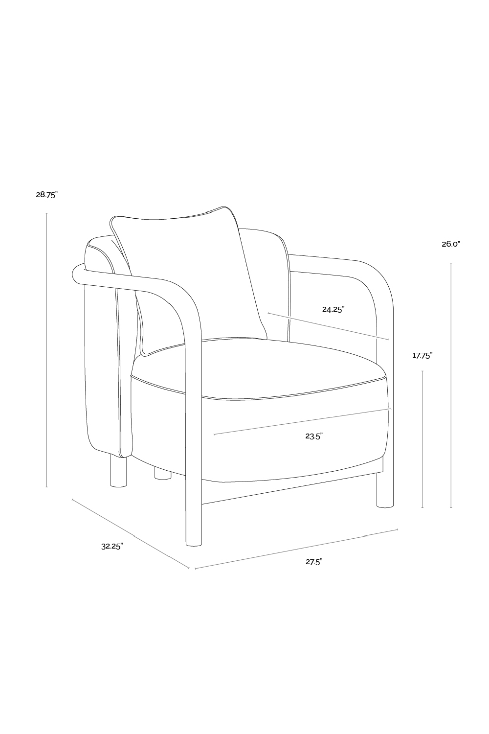 Curved Wood Frame Lounge Chair by Splendido Beatrice Accent Chair, alternate view 14
