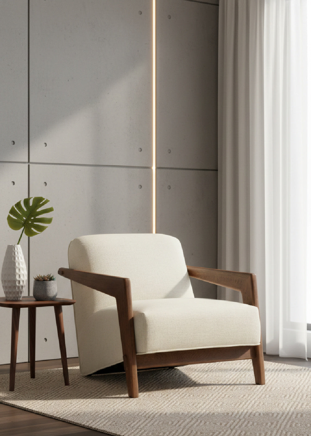 Brown Oak Framed Lounge Chair by Splendido Bosco Accent Chair, alternate view 2
