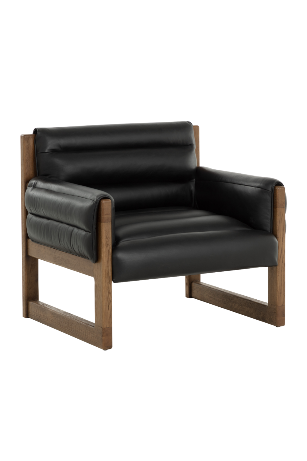 Tufted Black Leather Lounge Chair by Splendido Ferguson Accent Chair