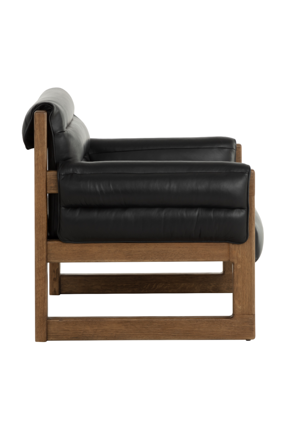 Tufted Black Leather Lounge Chair by Splendido Ferguson Accent Chair, alternate view 4