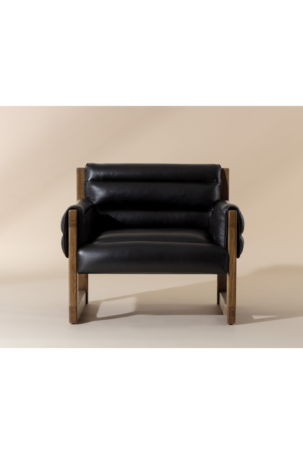 Tufted Black Leather Lounge Chair by Splendido Ferguson Accent Chair, alternate view 7