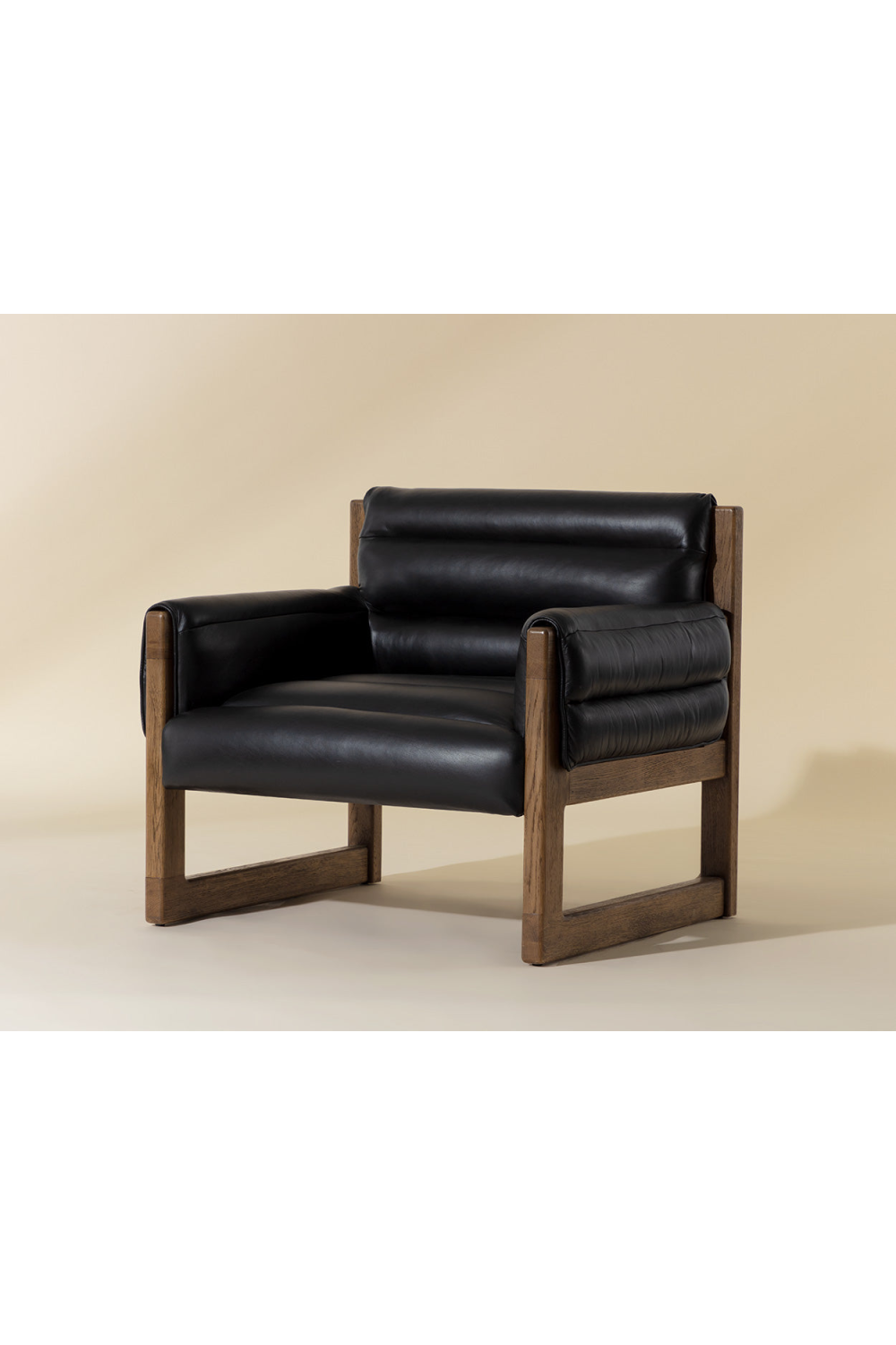 Tufted Black Leather Lounge Chair by Splendido Ferguson Accent Chair, alternate view 8