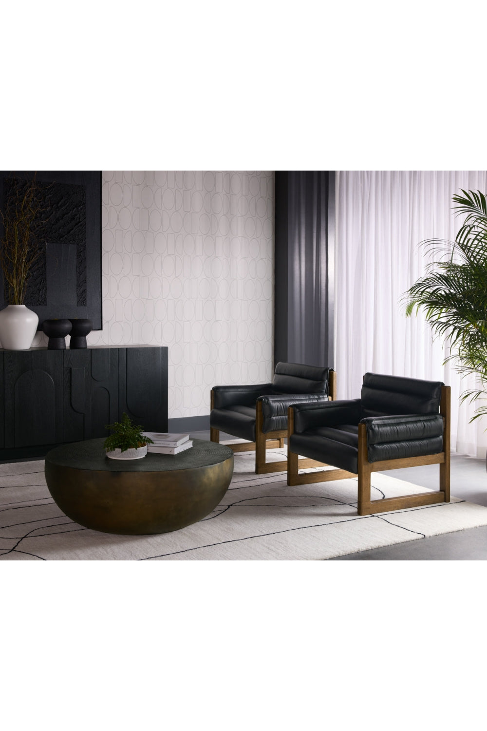 Tufted Black Leather Lounge Chair by Splendido Ferguson Accent Chair, alternate view 12
