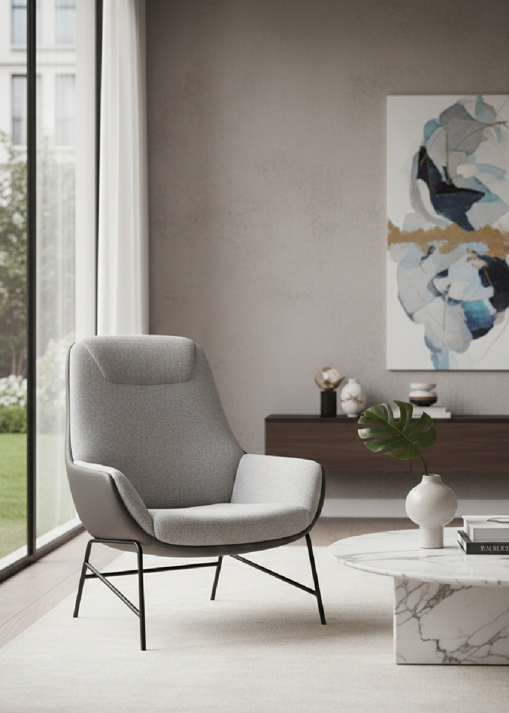 Modern European furniture - Leather Exterior Lounge Chair - www.oroa.com