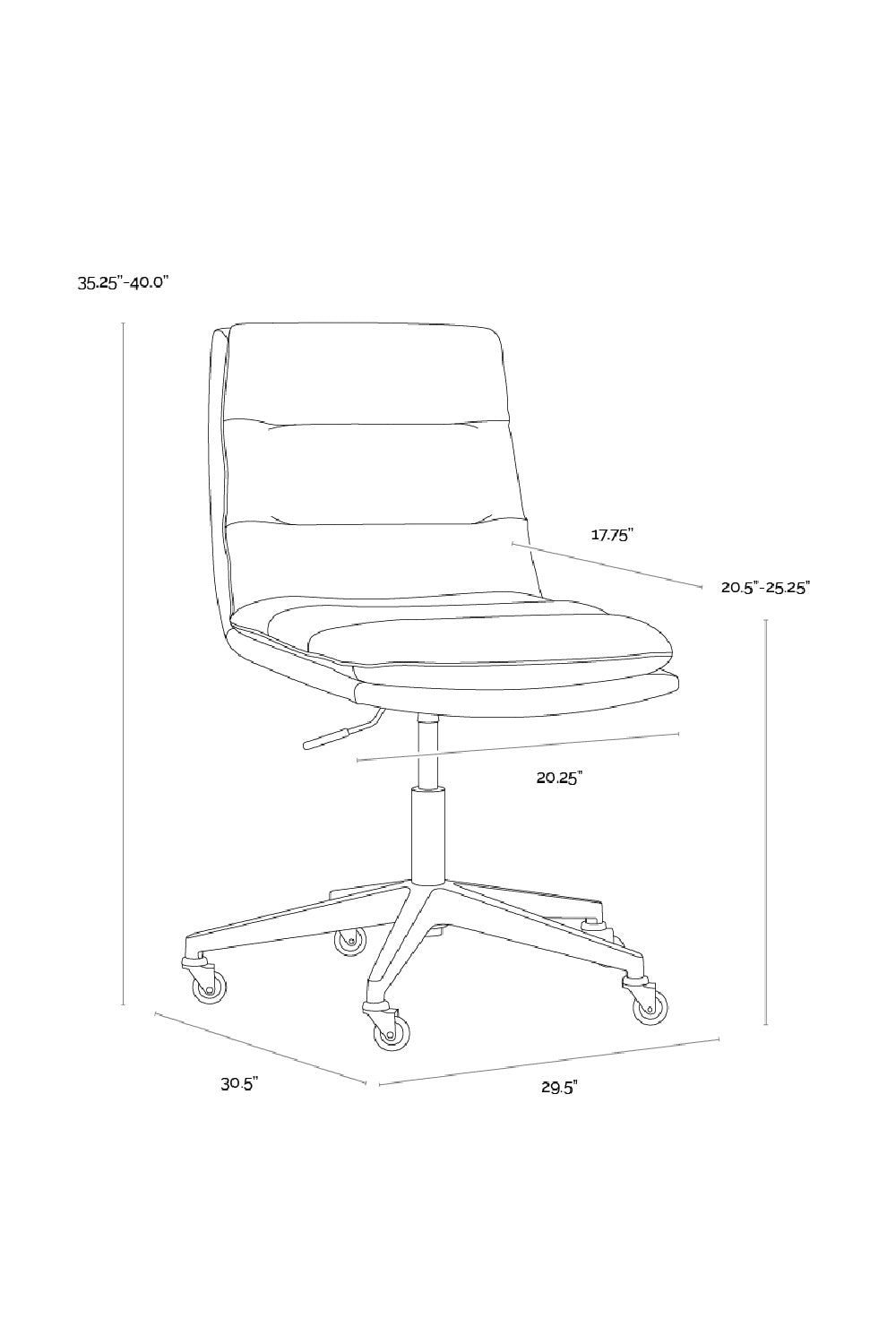 Padded Swivel Office Chair by Splendido Stinson, alternate view 39