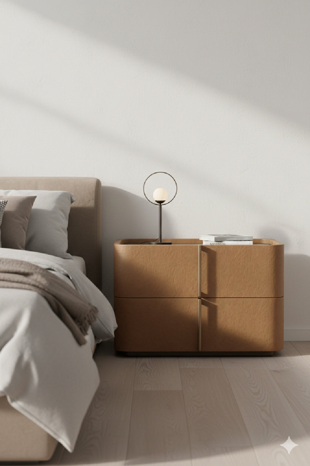 Leather-Look 2-Drawer Nightstand | Splendido Jamille | Oroa.com