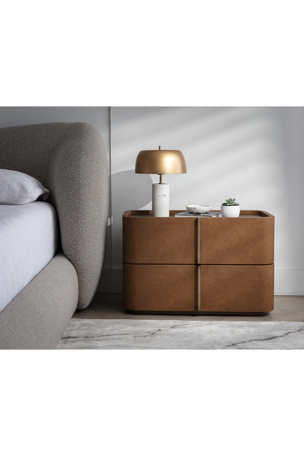 Leather-Look 2-Drawer Nightstand | Splendido Jamille | Oroa.com