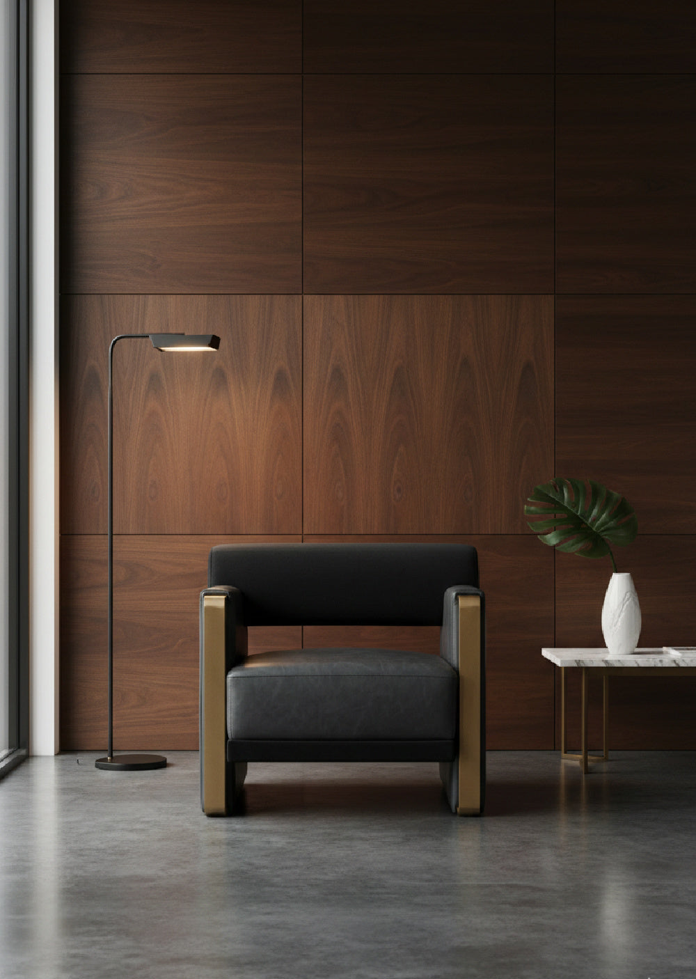 Black Bolster-Back Lounge Chair by Splendido Edgar Accent Chair, alternate view 2