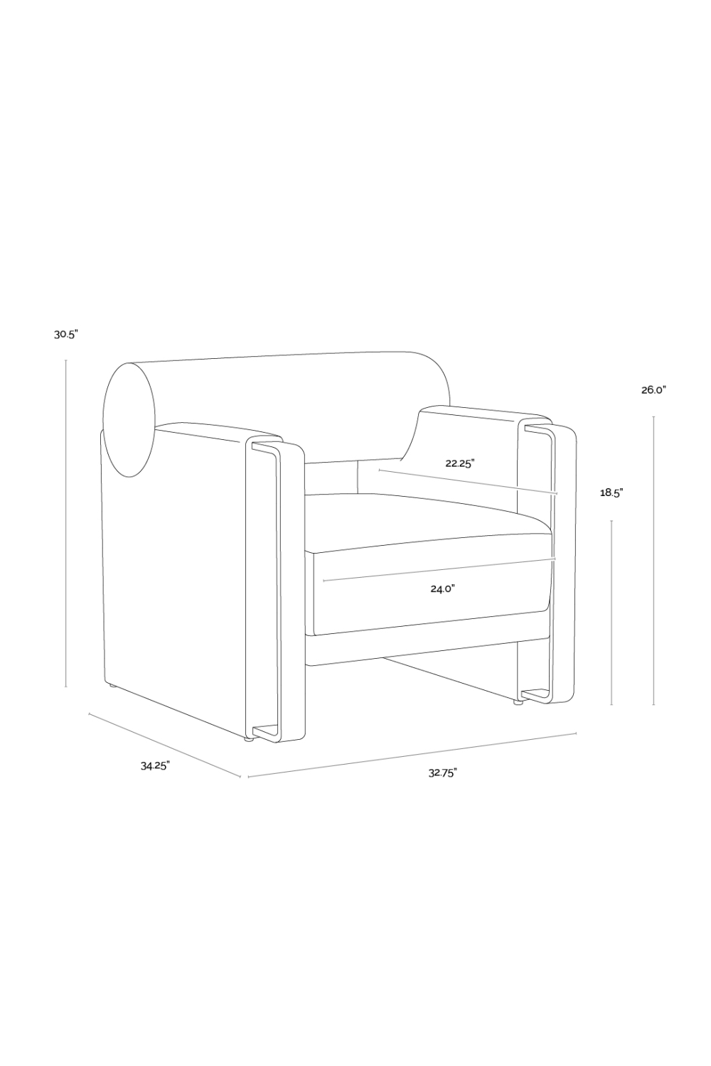 Black Bolster-Back Lounge Chair | Splendido Edgar | Oroa.com