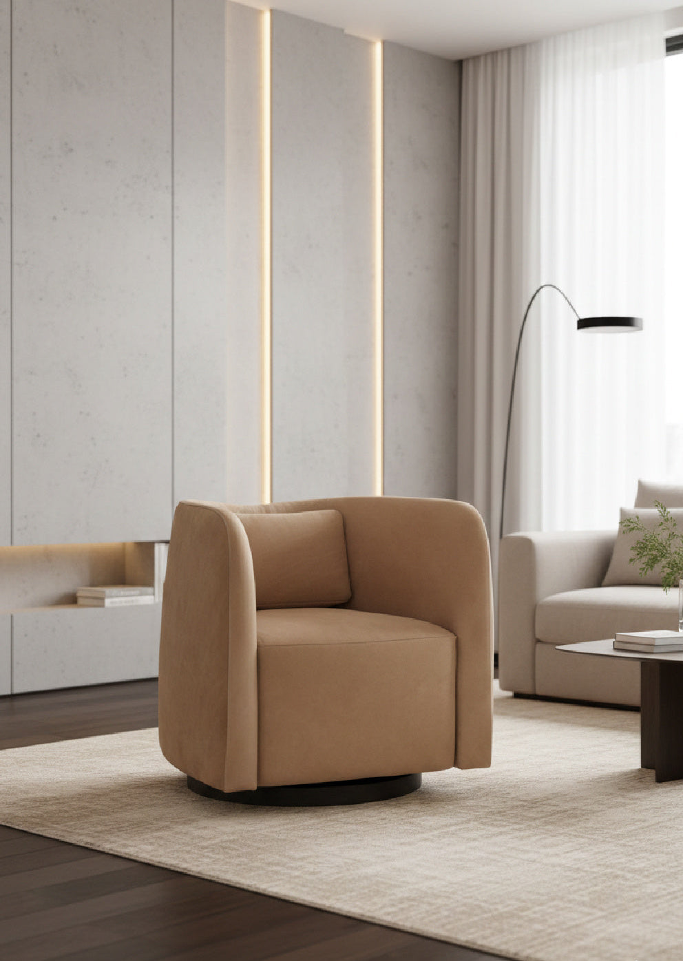 Nubuck Leather Swivel Lounge Chair by Splendido Emilie Accent Chair, alternate view 2