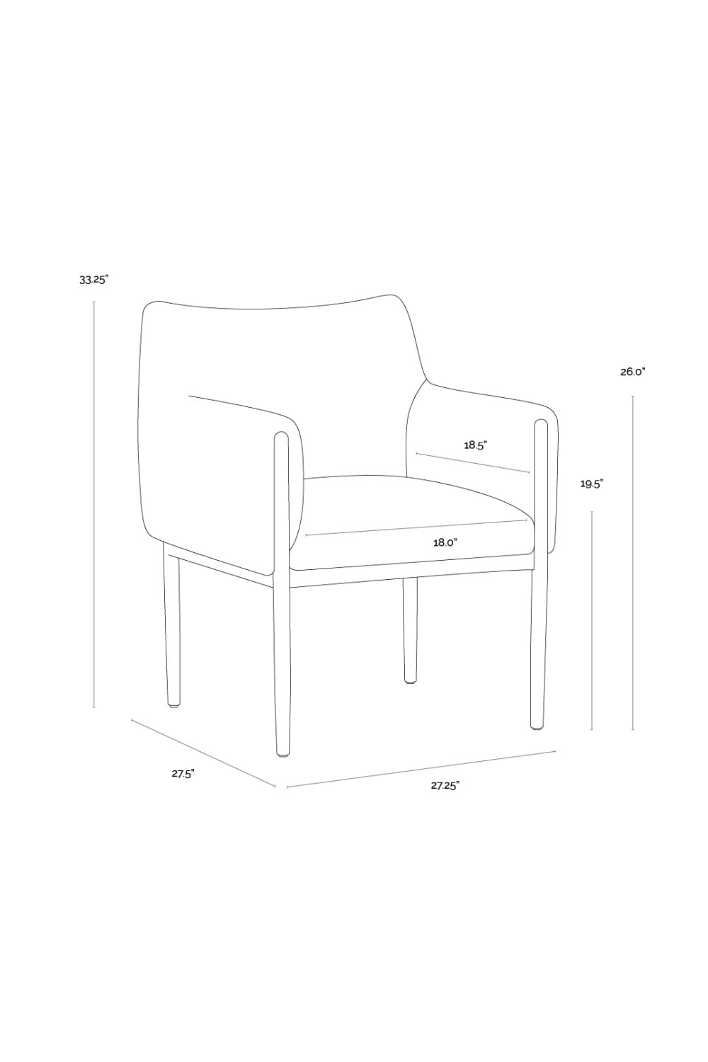 Bronze Legged Dining Armchair by Splendido Olea Dining Chair, alternate view 7