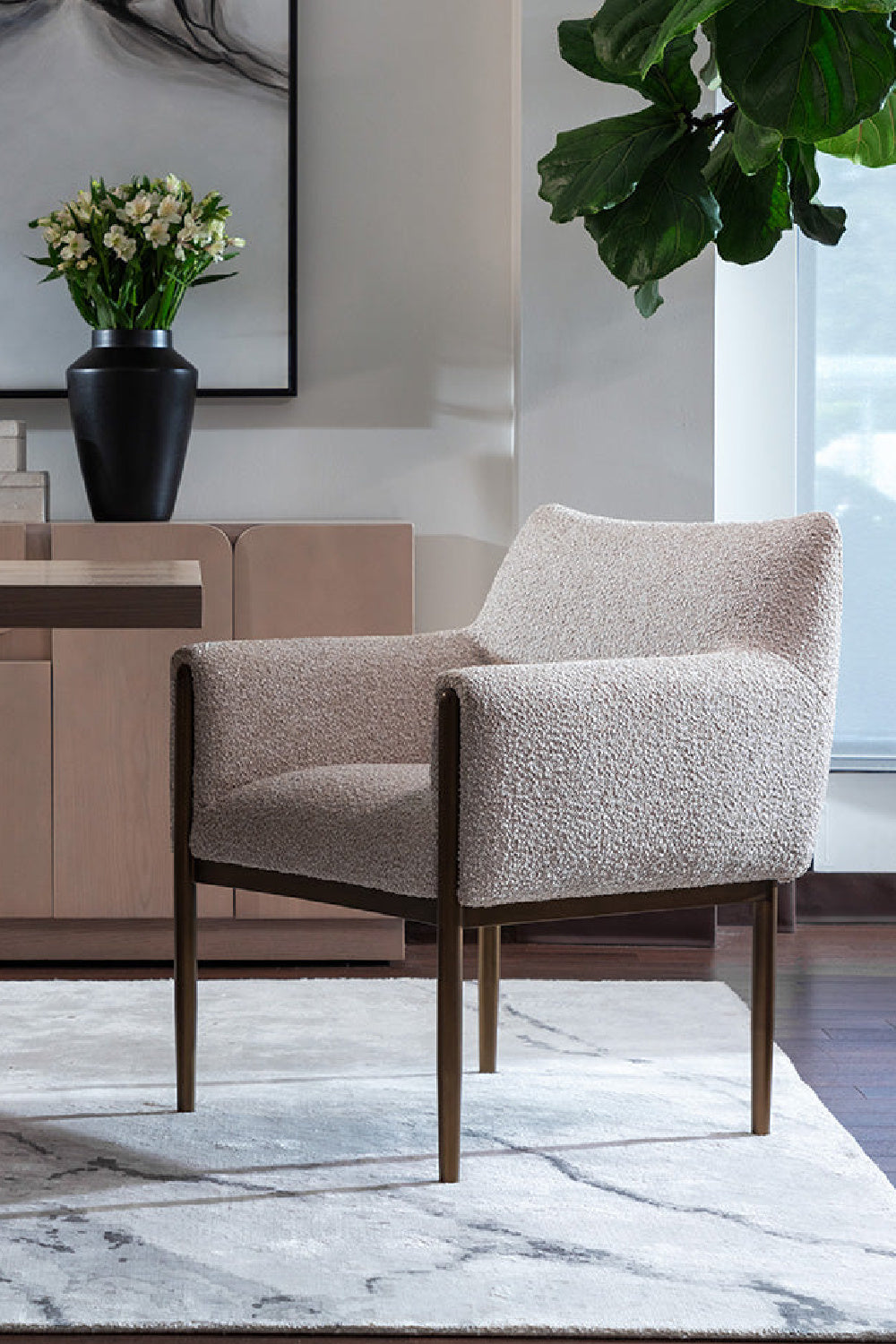 Bronze Legged Dining Armchair by Splendido Olea Dining Chair, alternate view 2