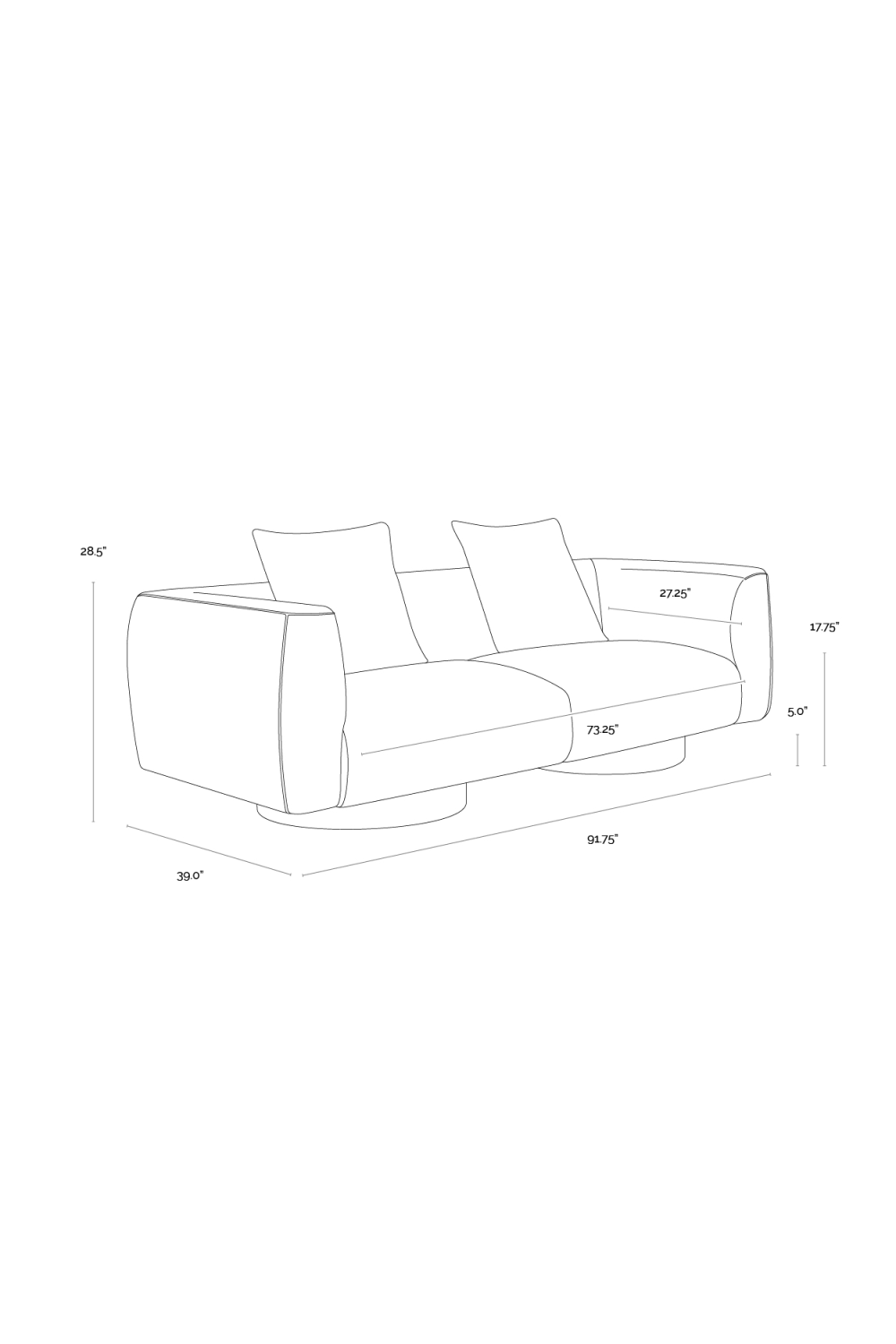 Round Oak Base Sofa by Splendido Mattis, alternate view 8