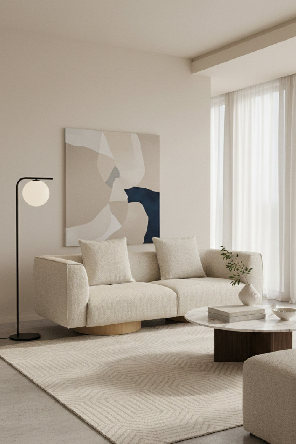 Round Oak Base Sofa by Splendido Mattis, alternate view 2
