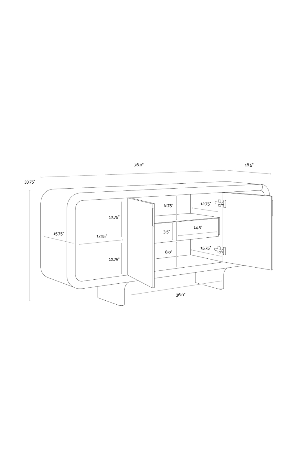 Brown Oak 4-Door Sideboard by Splendido Pascoe, alternate view 6