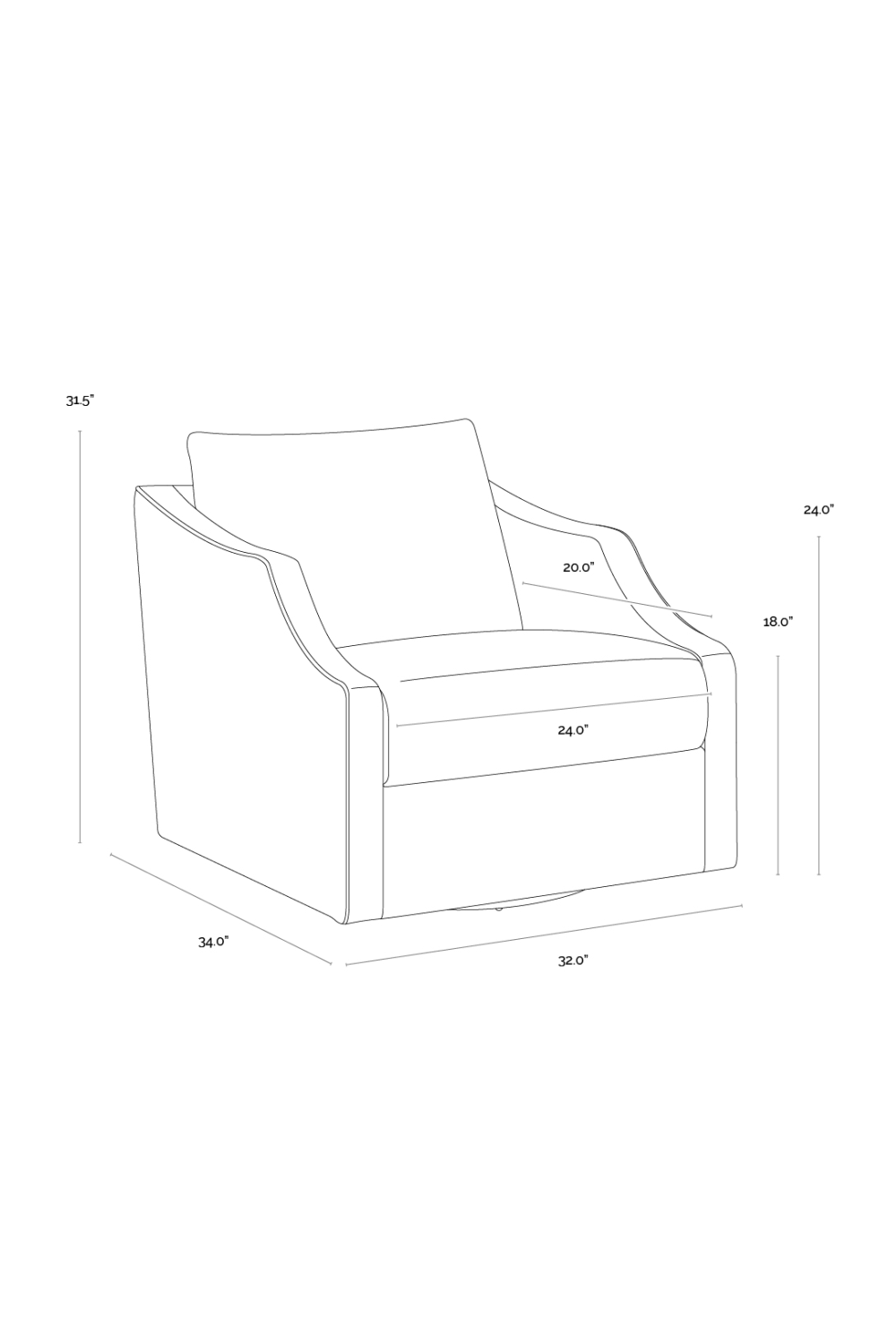 Leather Sloped-Arm Swivel Lounge Chair by Splendido Orwell Accent Chair, alternate view 7