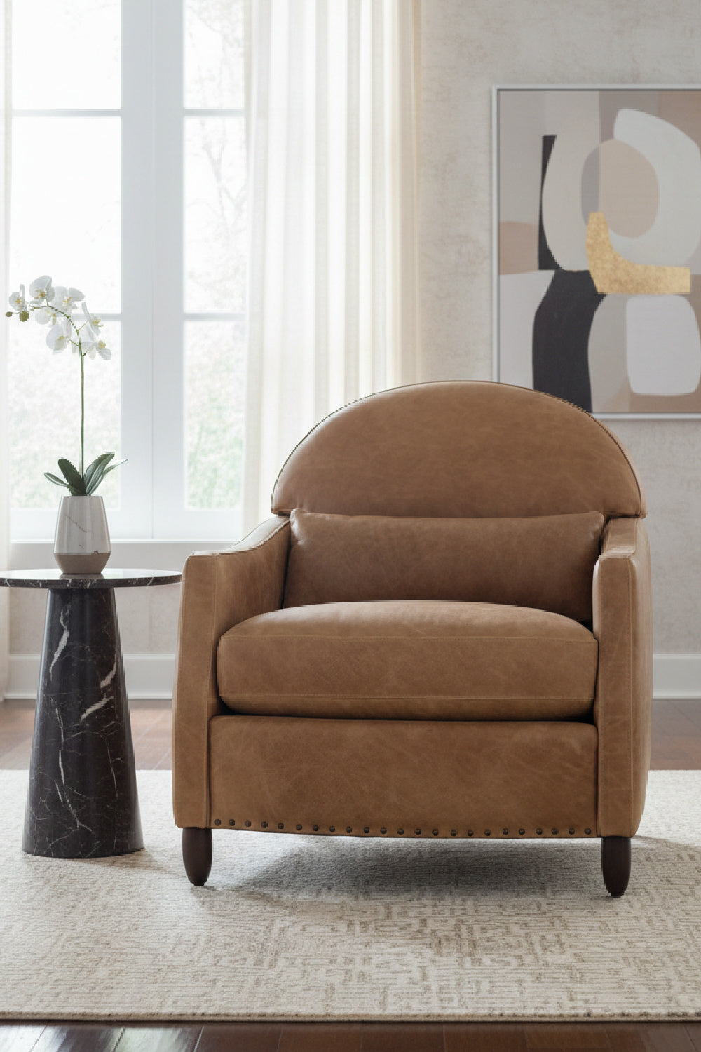 Brown Italian Leather Lounge Chair by Splendido Cynthia Accent Chair, alternate view 2