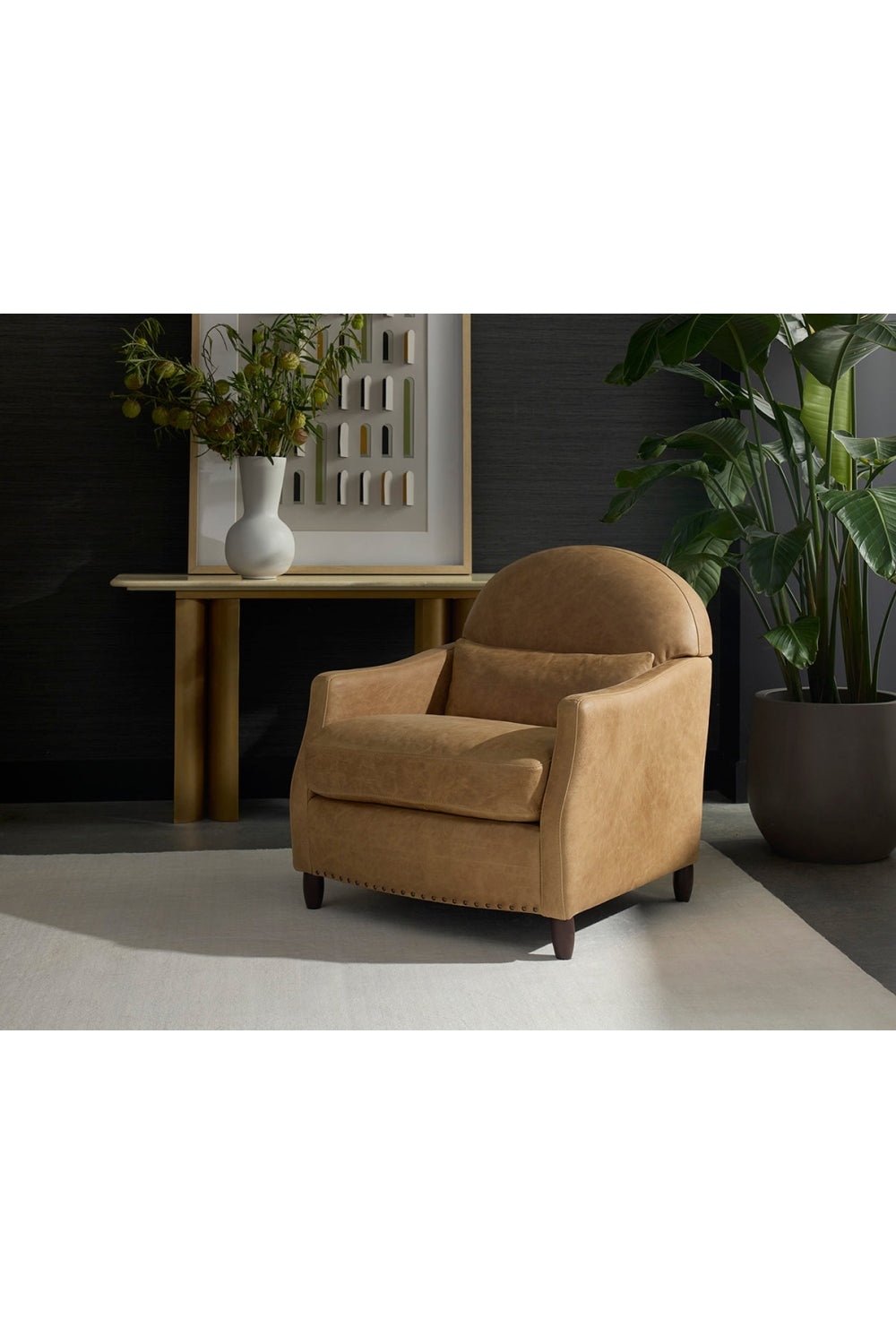 Brown Italian Leather Lounge Chair by Splendido Cynthia Accent Chair, alternate view 11