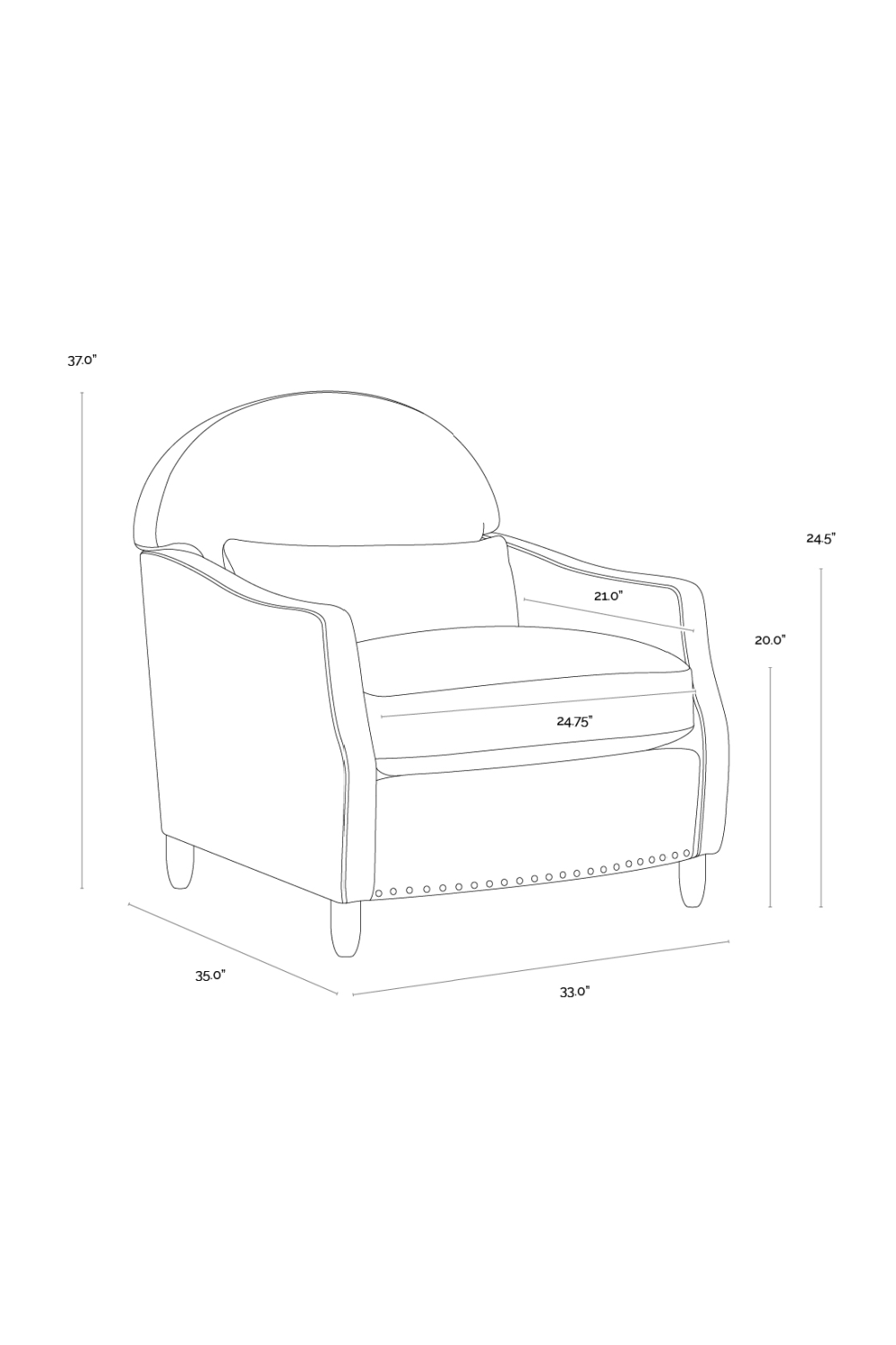 Brown Italian Leather Lounge Chair by Splendido Cynthia Accent Chair, alternate view 10