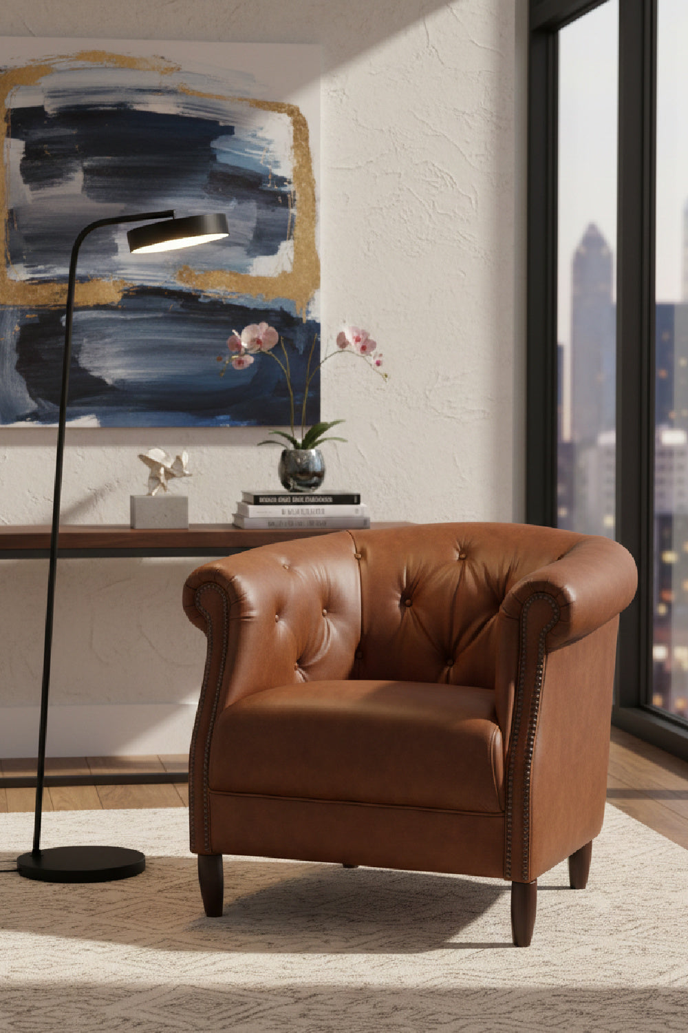 Leather Chesterfield Lounge Chair by Splendido Marjorie Accent Chair, alternate view 2