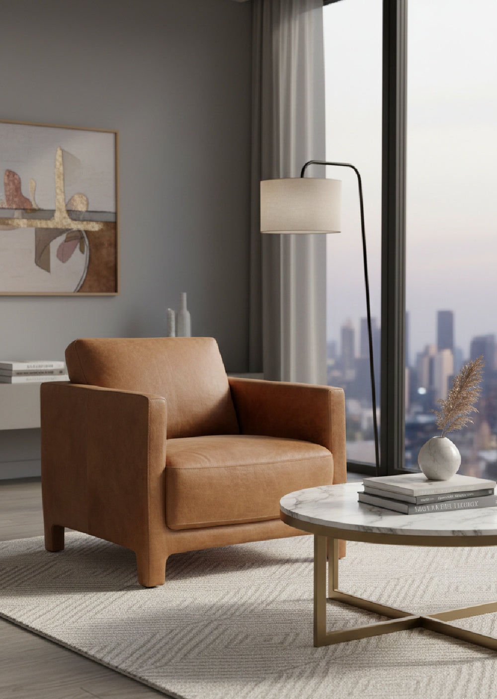 Bovine Leather Lounge Chair by Splendido Rodney Accent Chair, alternate view 2