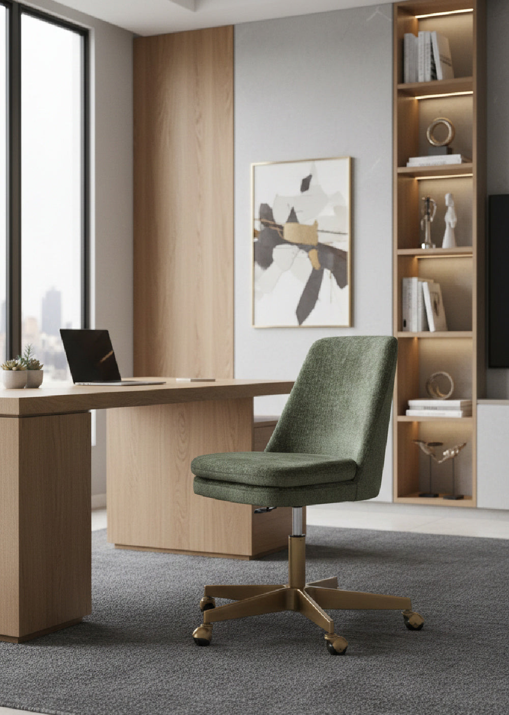 Matte Gold Base Office Chair by Splendido Berget Accent Chair, alternate view 2