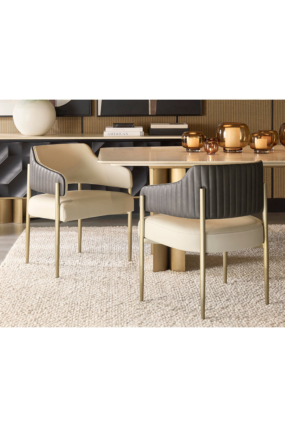 Modern European furniture - Cream Leather Dining Armchair - www.oroa.com