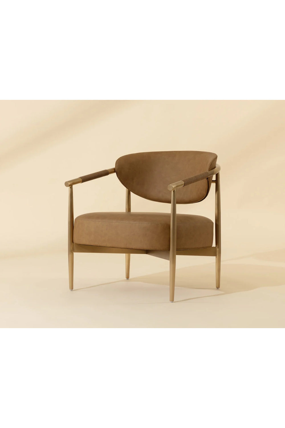 Gold-Framed Leather Lounge Chair by Splendido Heloise Accent Chair, alternate view 10