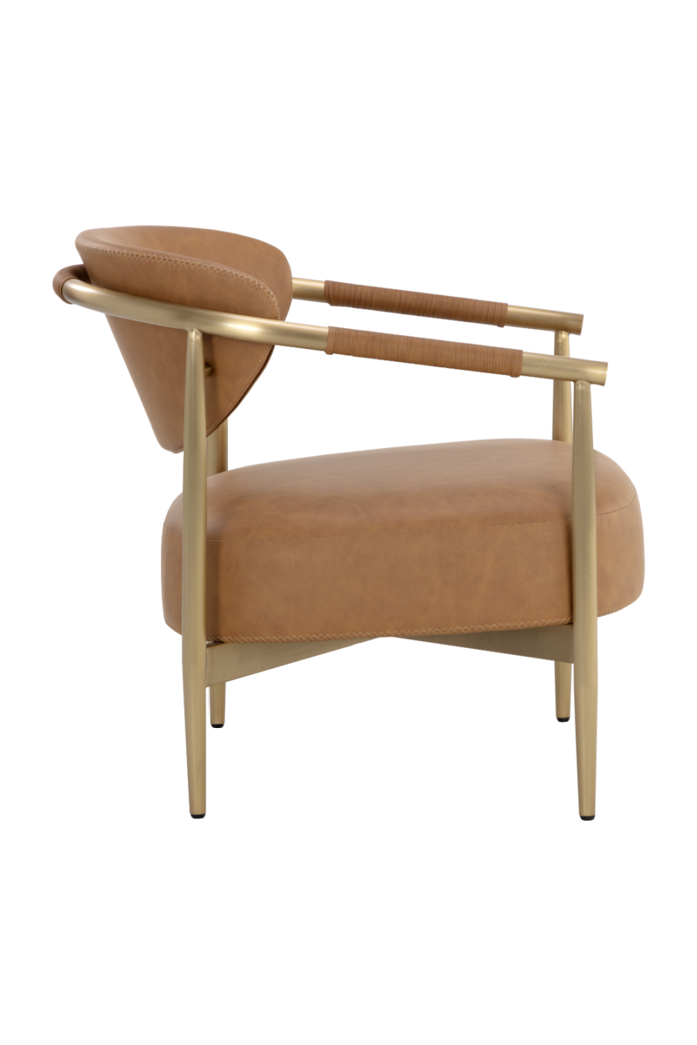 Gold-Framed Leather Lounge Chair by Splendido Heloise Accent Chair, alternate view 5