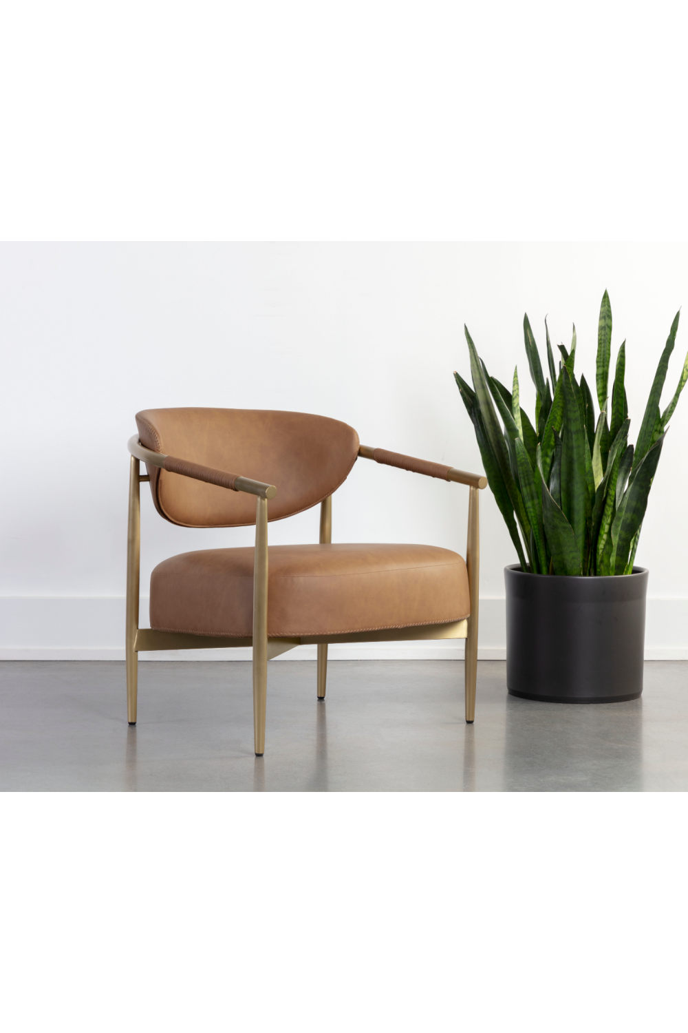 Gold-Framed Leather Lounge Chair by Splendido Heloise Accent Chair, alternate view 12