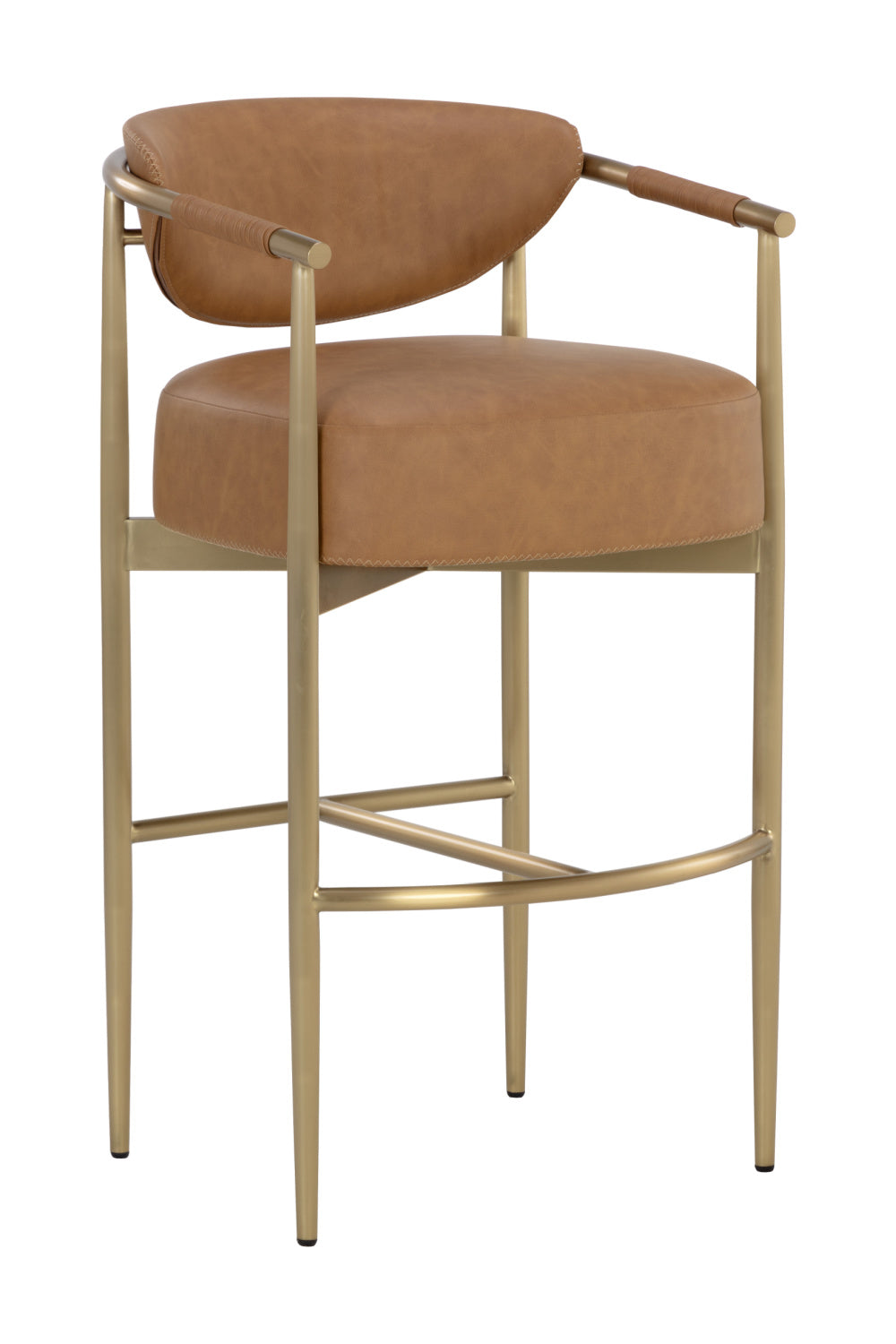 Gold Framed Leather-Look Bar Stool by Splendido Heloise Barstool, alternate view 8