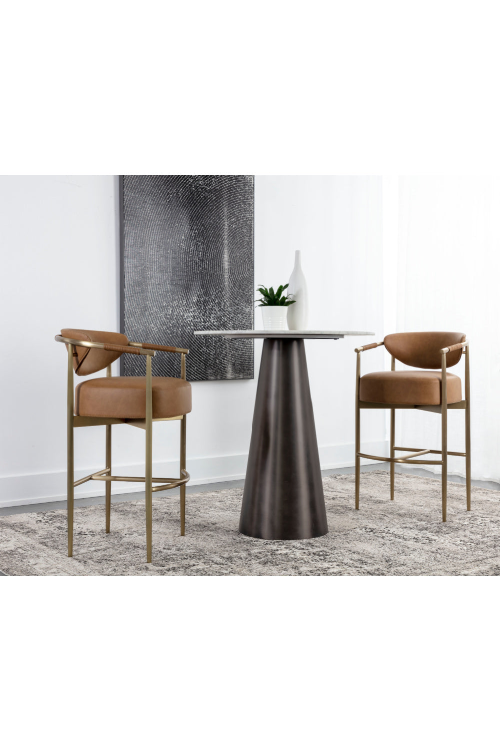 Gold Framed Leather-Look Bar Stool by Splendido Heloise Barstool, alternate view 16