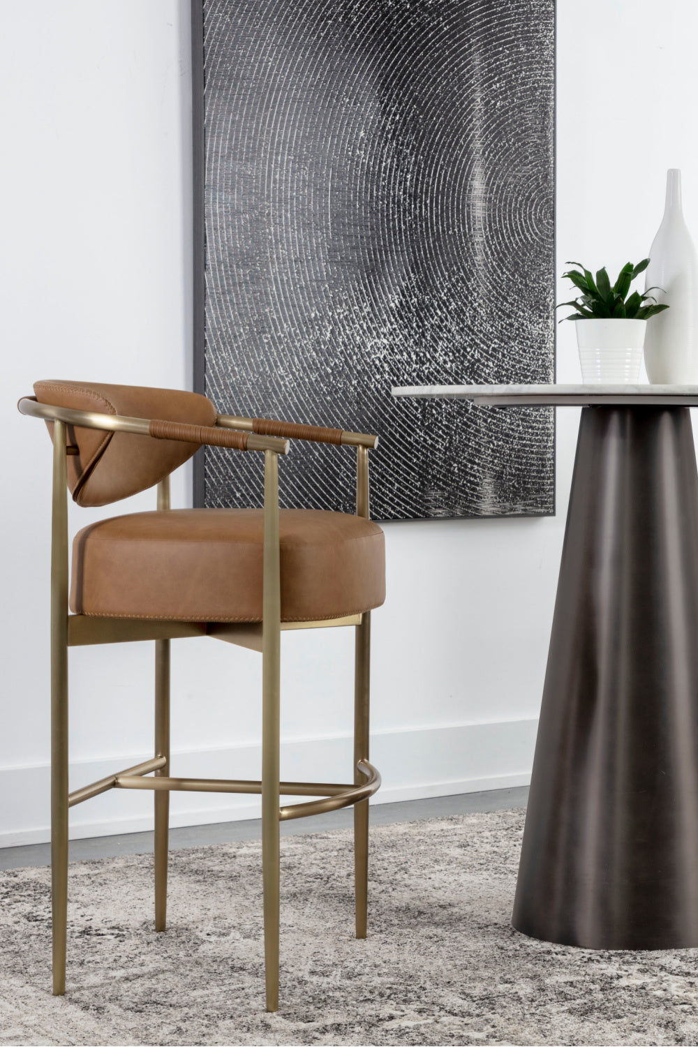 Gold Framed Leather-Look Bar Stool by Splendido Heloise Barstool, alternate view 9