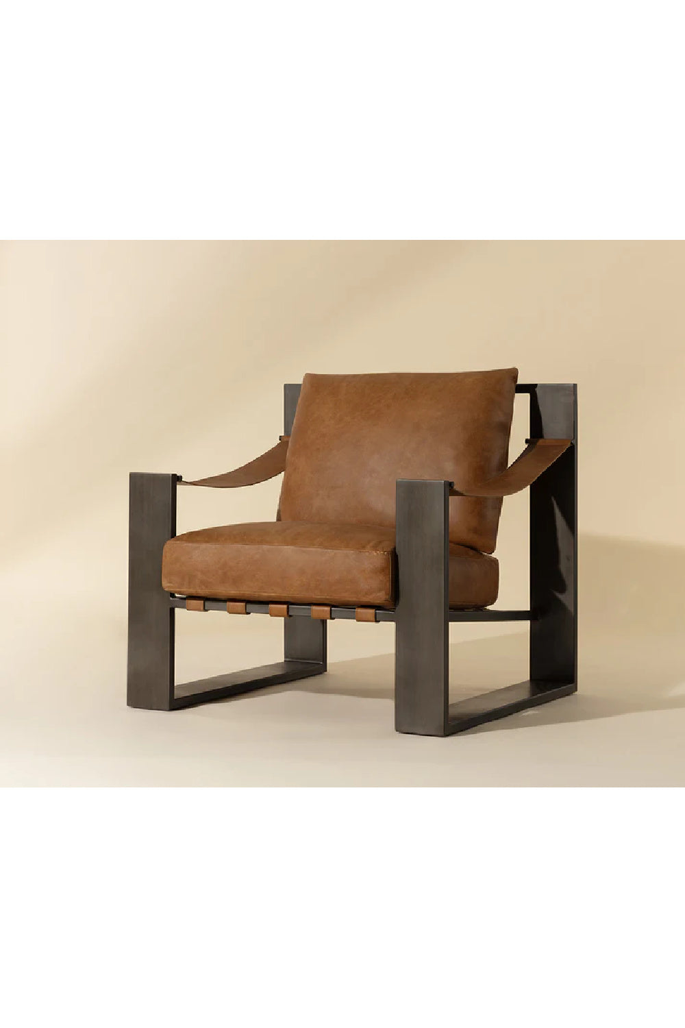 Leather Strapped Lounge Chair by Splendido Berke Accent Chair, alternate view 9