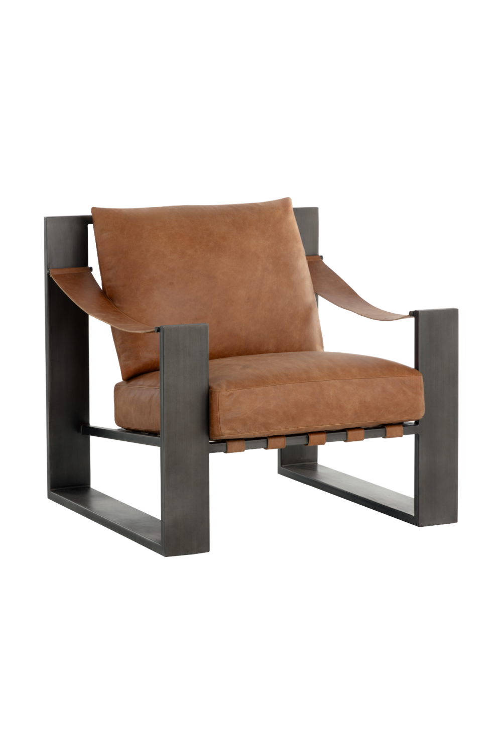 Leather Strapped Lounge Chair by Splendido Berke Accent Chair