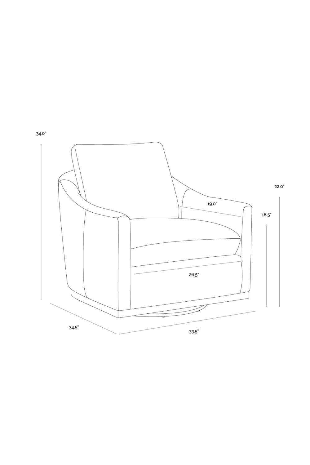 Brown Leather Swivel Lounge Chair - Ash Wood Base by Splendido Corbin Accent Chair, alternate view 6