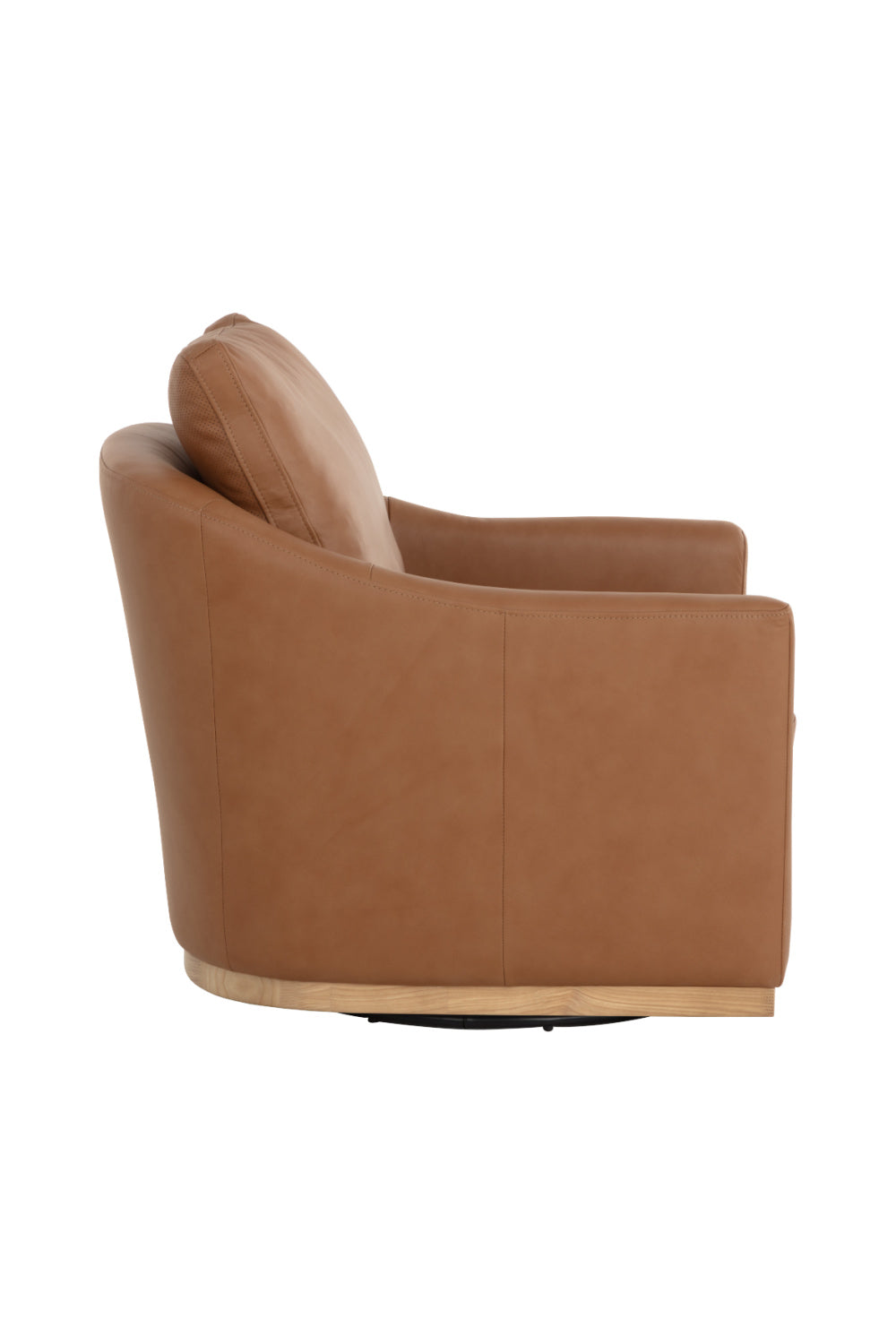 Brown Leather Swivel Lounge Chair - Ash Wood Base by Splendido Corbin Accent Chair, alternate view 4