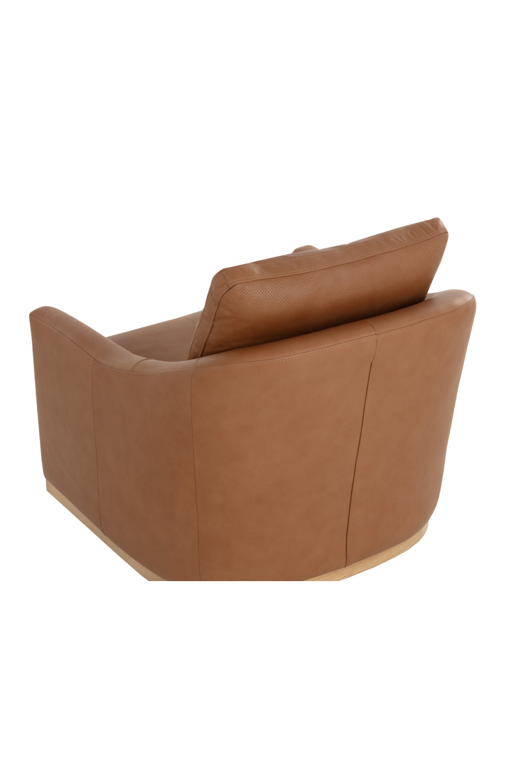 Brown Leather Swivel Lounge Chair - Ash Wood Base by Splendido Corbin Accent Chair, alternate view 5