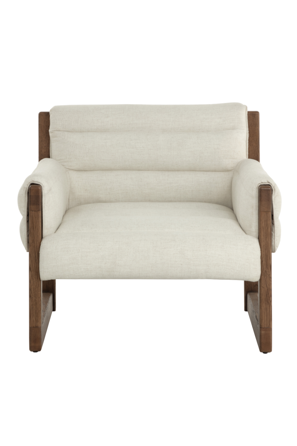 Tufted White Linen Lounge Chair by Splendido Ferguson Accent Chair, alternate view 3