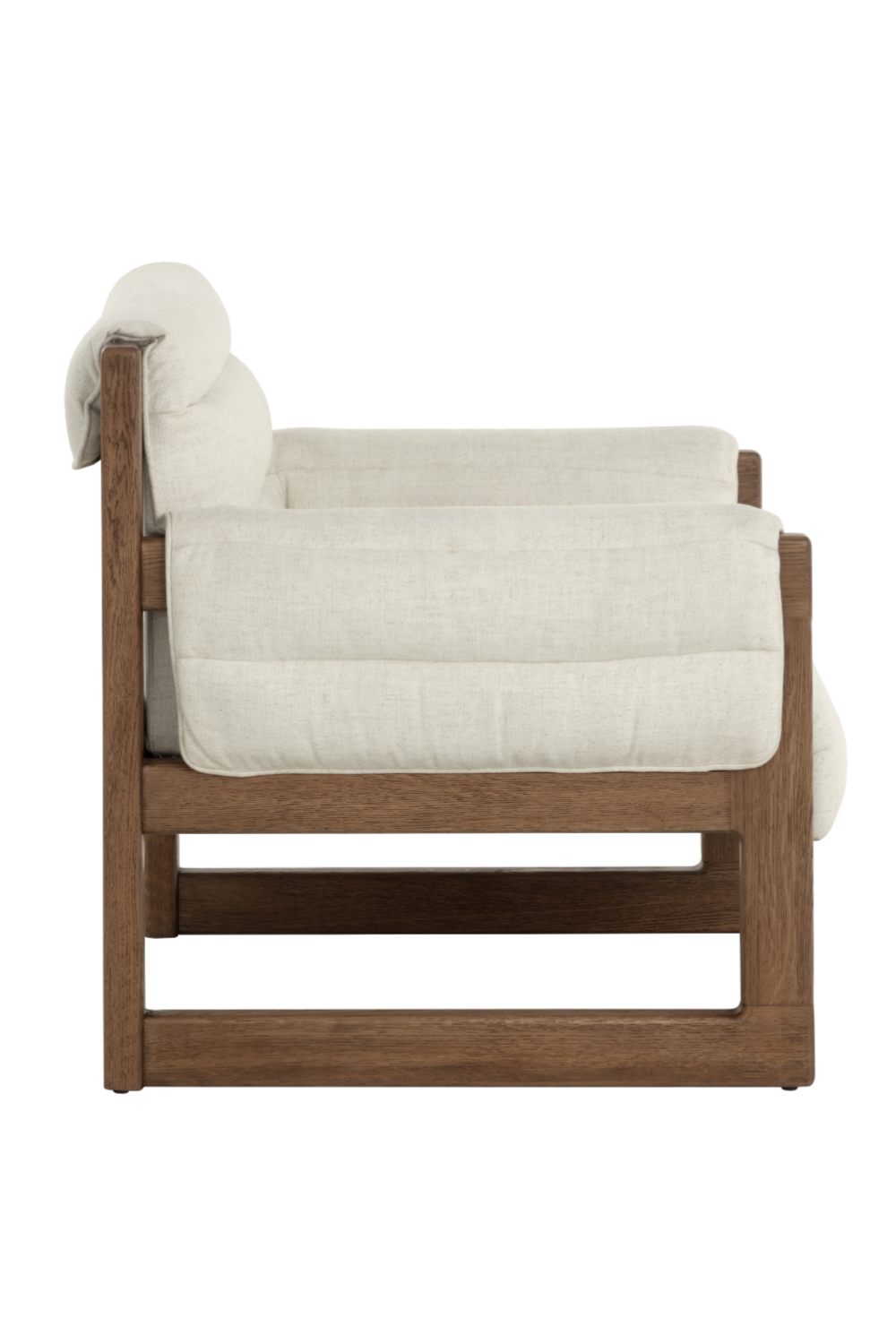Tufted White Linen Lounge Chair by Splendido Ferguson Accent Chair, alternate view 4