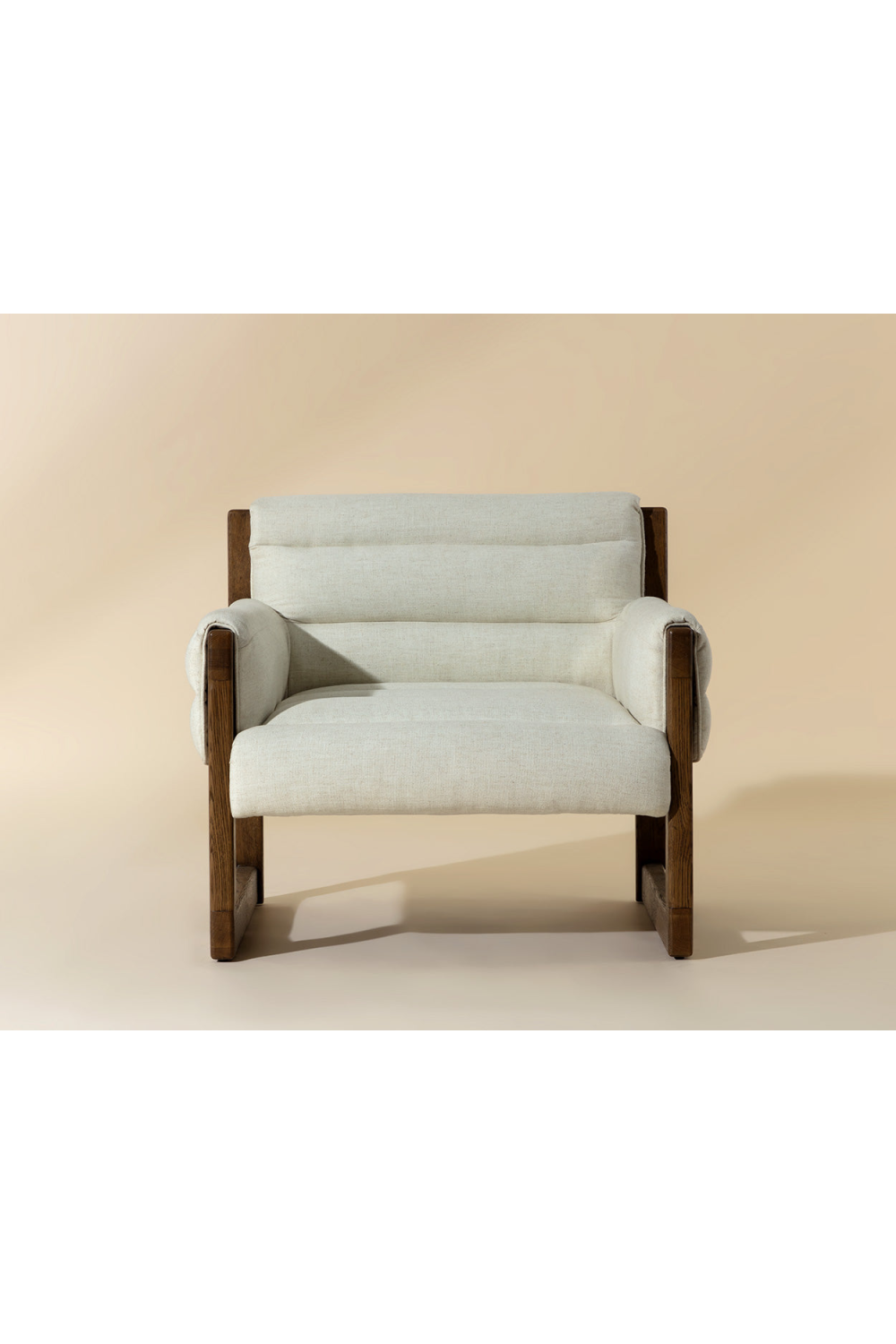 Tufted White Linen Lounge Chair by Splendido Ferguson Accent Chair, alternate view 7