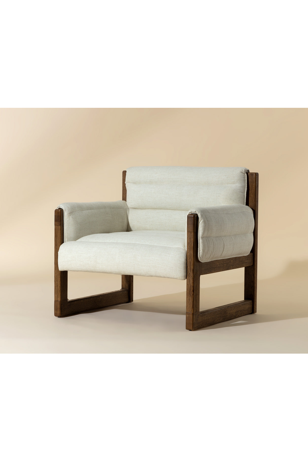 Tufted White Linen Lounge Chair by Splendido Ferguson Accent Chair, alternate view 8