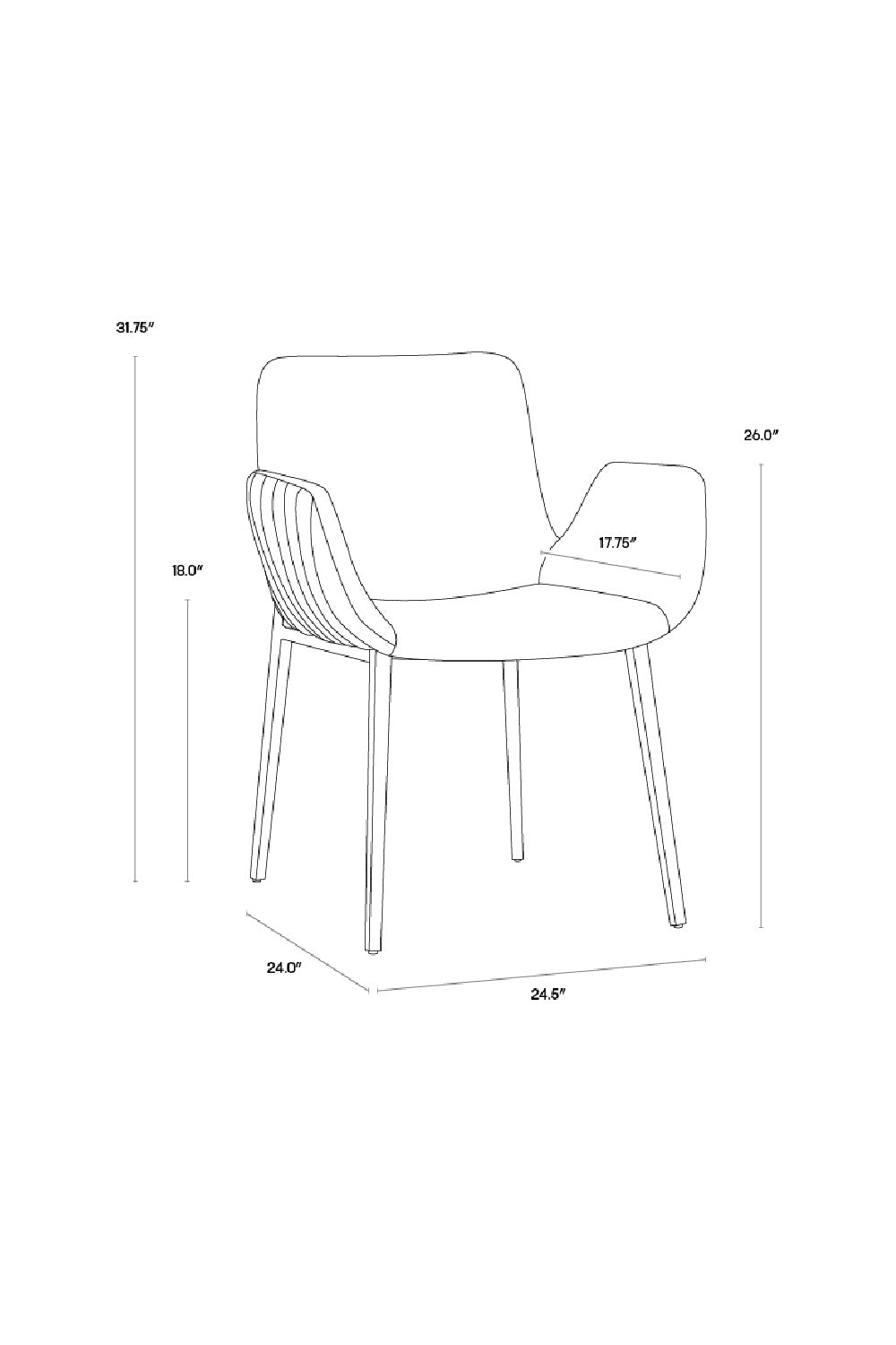 Leather Look Scooped Dining Armchair by Splendido Lucano Dining Chair, alternate view 14