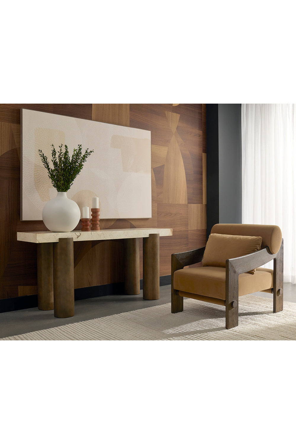 Brown Fabric Lounge Chair by Splendido Reizo Accent Chair, alternate view 6