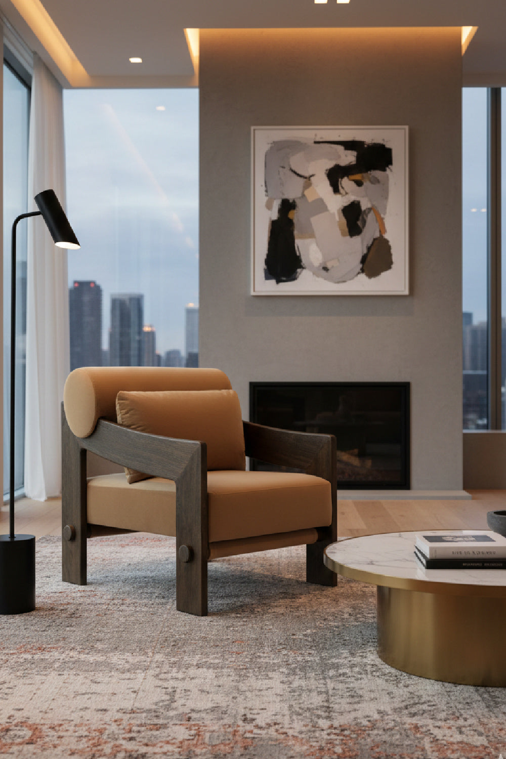 Brown Fabric Lounge Chair by Splendido Reizo Accent Chair, alternate view 2
