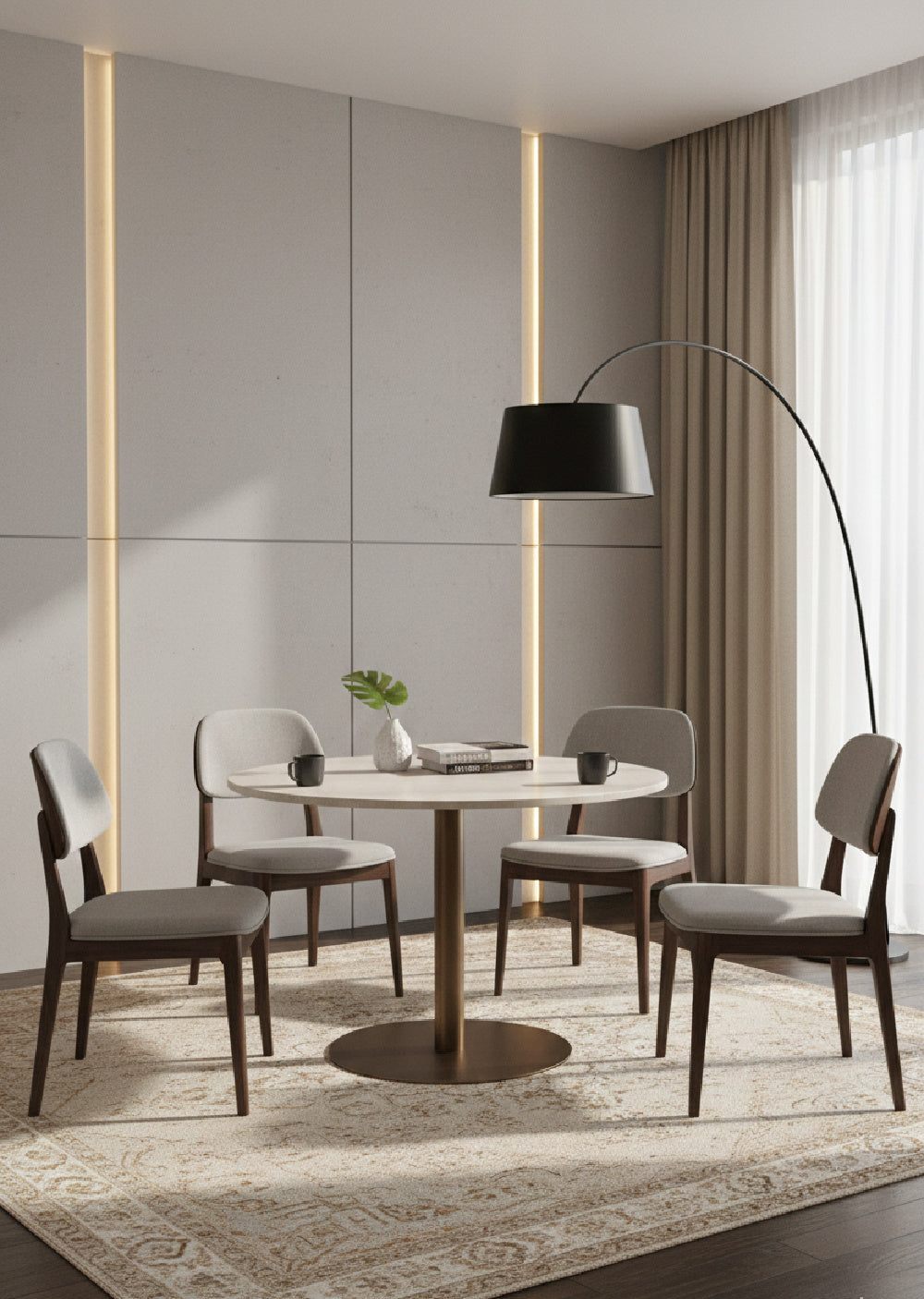 White Marble Round Bistro Table by Splendido Iska Dining Table, alternate view 2