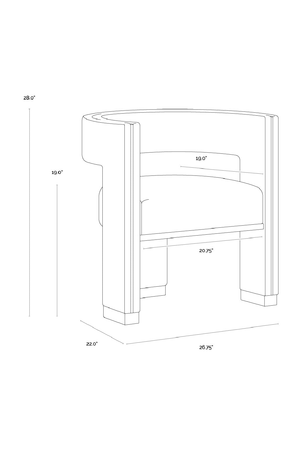 Curved 3-Legged Dining Chair by Splendido Adamina, alternate view 22