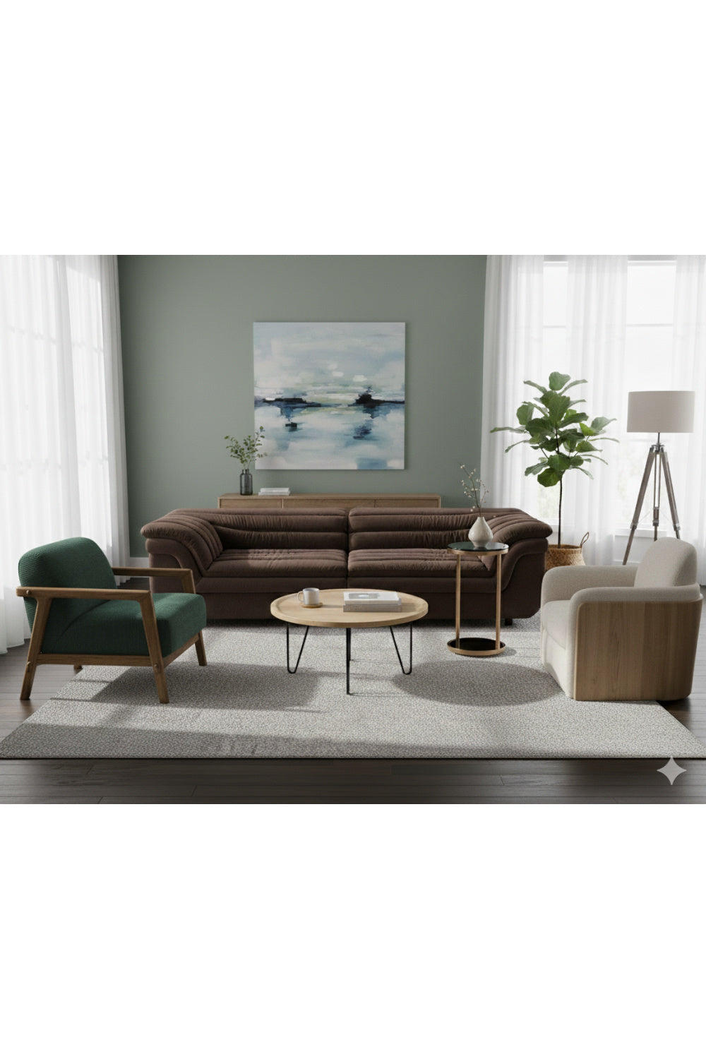 Brown Oak Framed Lounge Chair by Splendido Bosco Accent Chair, alternate view 20