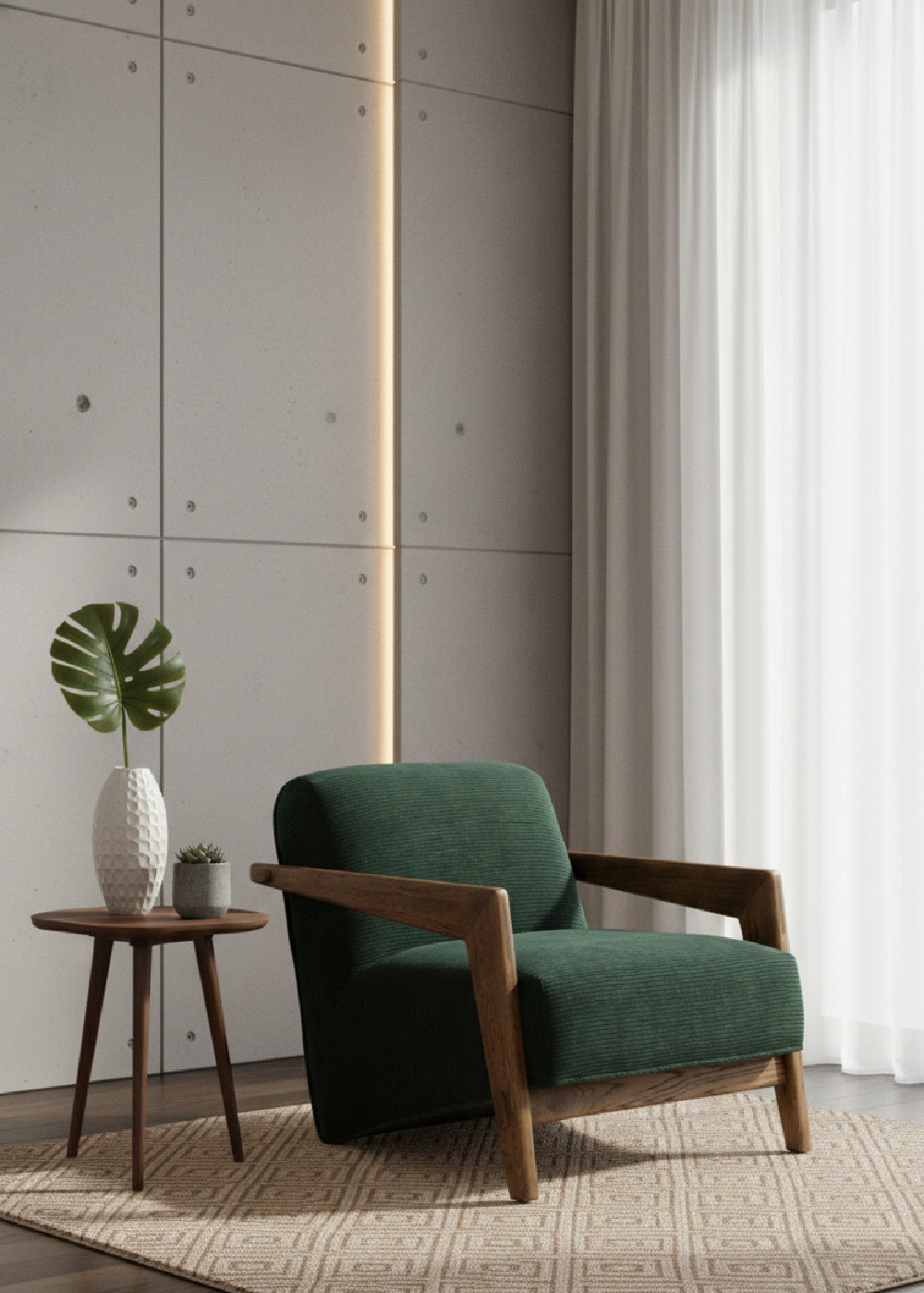 Brown Oak Framed Lounge Chair by Splendido Bosco Accent Chair, alternate view 12