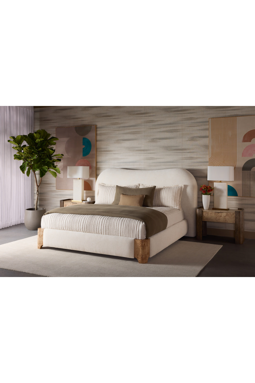 White Curved King Bed by Splendido Knowles, alternate view 5